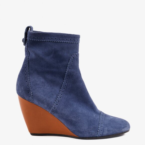 Balenciaga Blue Suede Ankle Boots - Picture 1 of 11